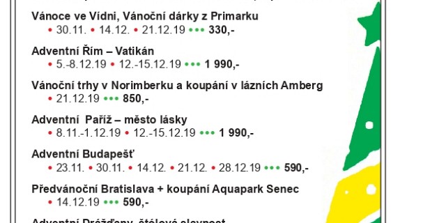 Pojeďte si s námi zpříjemnit adventní čas!!!